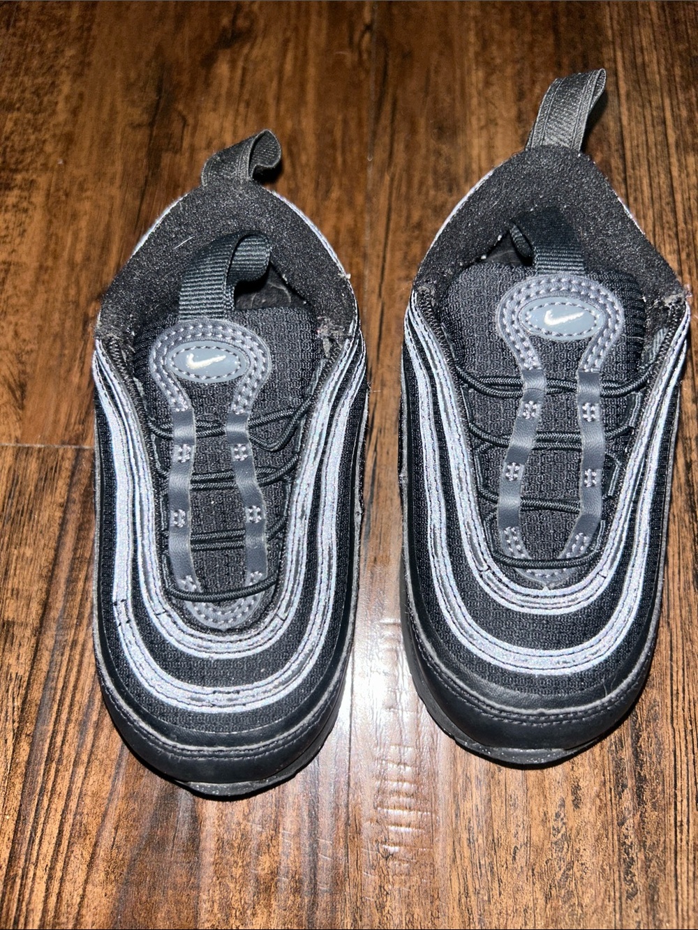 Nike Kids Black and Gray Slip-On Sneakers with Reflective Accents